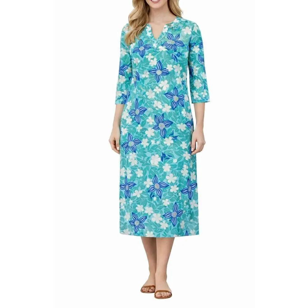 Lilly Pulitzer Vintage cotton embroidered notch neck dress small